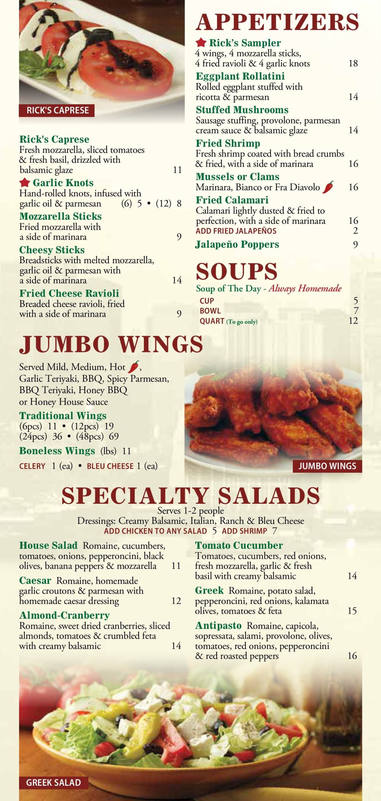 Ricks NYS Pizza - Tarpon Springs Menu